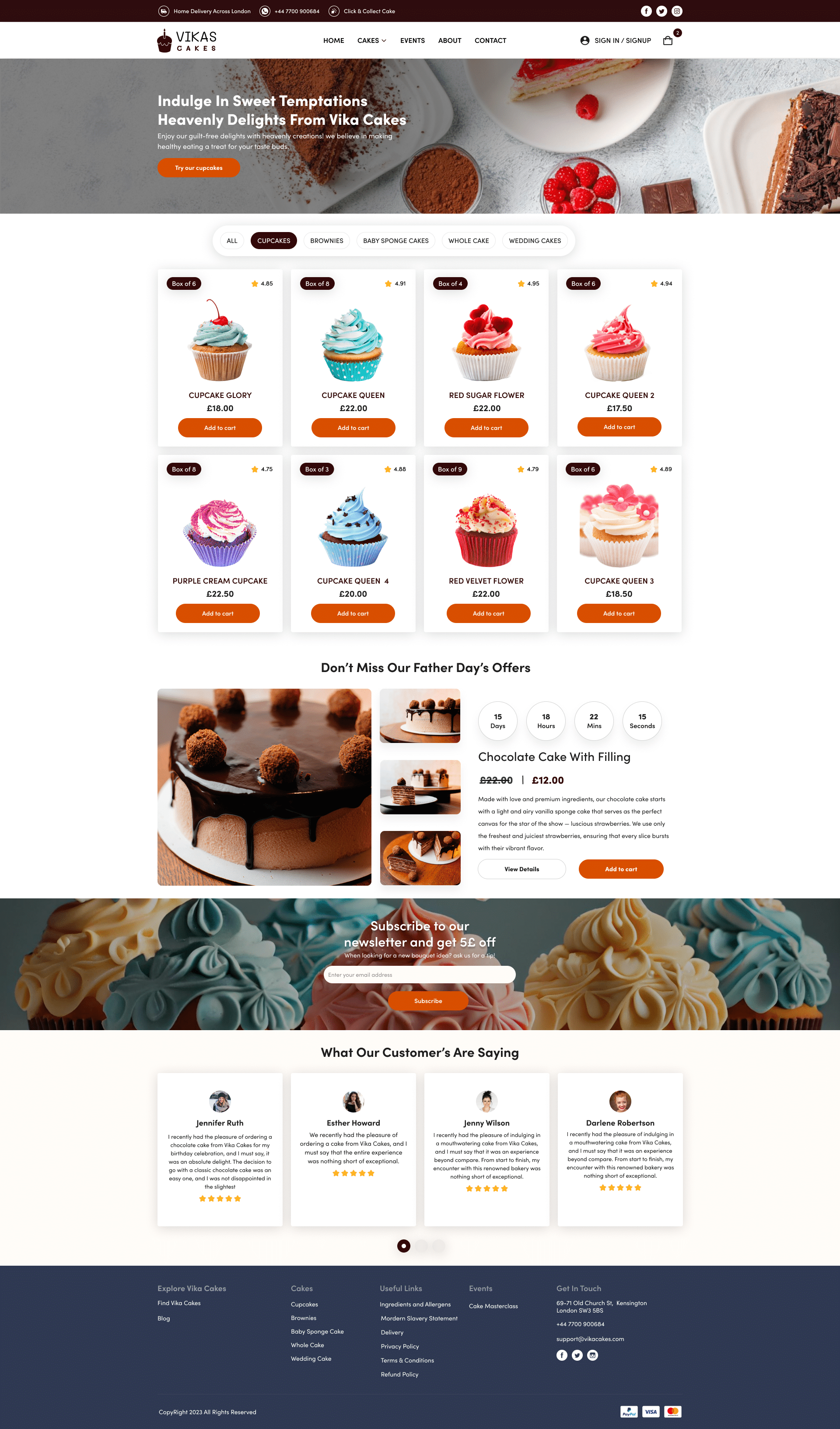 Vika cake home page design
