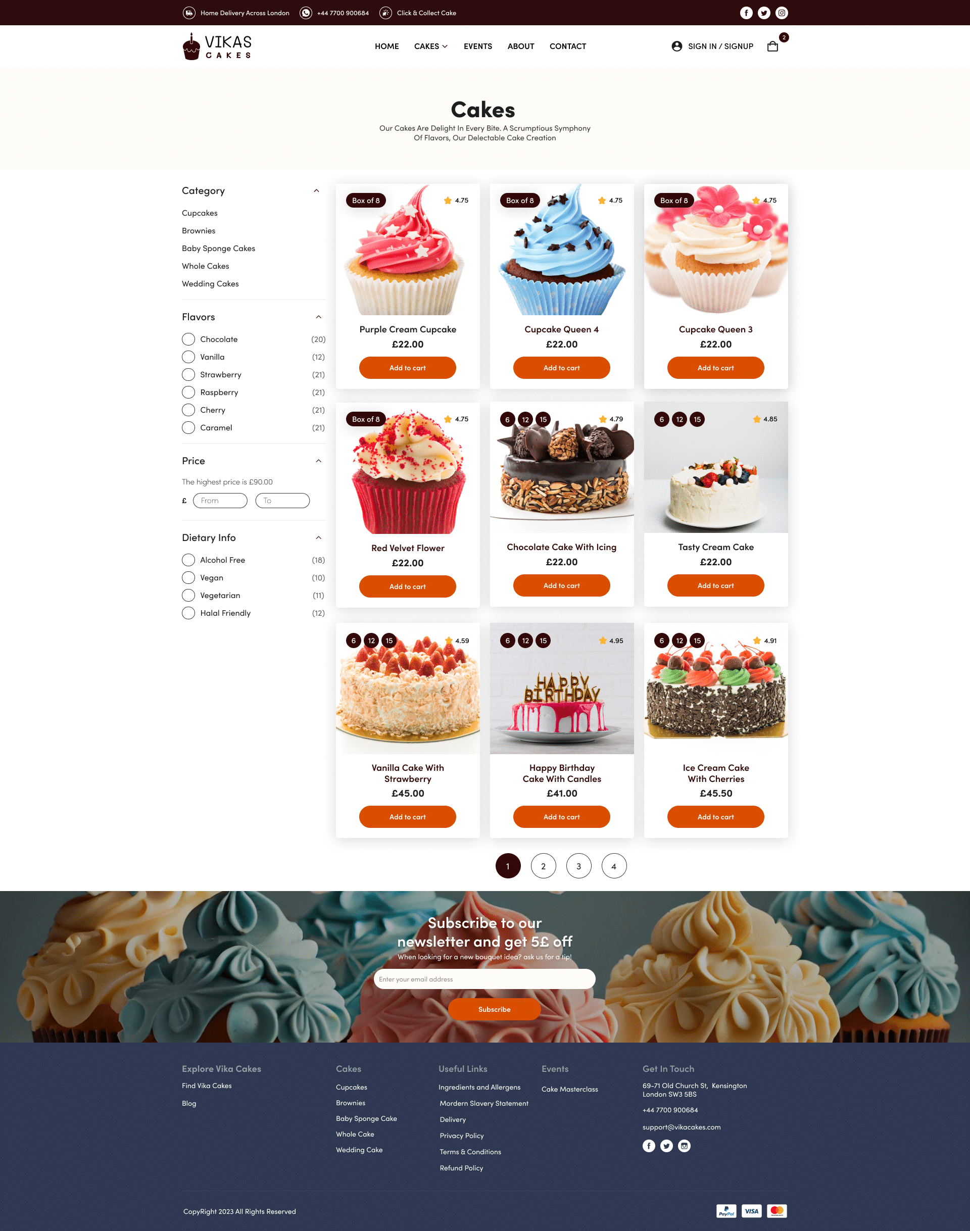 Vika cake product page design